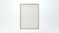 Empty wooden picture frame with white mat on light gray background ready for artwork display and home decor projects.