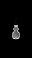 Silver metal gourd-shaped ornament with hanging loop, isolated on transparent background. Ready for holiday clipart, stickers, print on demand, and T-shirt design use.