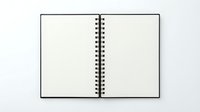 Open blank notebook with spiral binding showing empty cream pages ready for writing, sketching or planning projects.