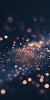 Digital fingerprint surrounded by glowing golden bokeh lights on dark blue background, concept of security technology and biometric identification.