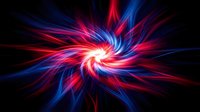 Vibrant red and blue energy vortex with glowing light rays spiraling outward on dark background, suitable for tech and abstract design projects.
