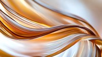 Flowing golden waves create dynamic abstract background with smooth curves and metallic sheen, blending warm amber tones with white highlights for modern design.