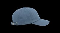 Blue washed cotton baseball cap isolated on transparent background, ready for T-shirt design, clipart, stickers, print on demand, and sublimation projects.