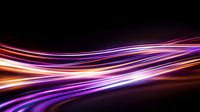 Glowing purple and orange light trails create dynamic waves against dark background, abstract motion effect for technology and communication designs.