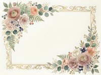 Vintage floral frame with roses, ranunculus, and botanical elements on cream background, isolated and ready for wedding invitations, greeting cards, and design projects.
