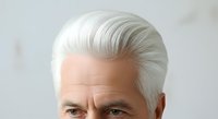 Senior man with white hair and mature facial features against neutral background. Suitable for healthcare, business, and lifestyle content.