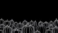 White line art pumpkins on black background for autumn harvest festival decorations and seasonal design projects.