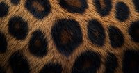 Close up view of natural leopard fur pattern showing distinctive dark rosettes against golden brown background, creating luxurious textured surface.