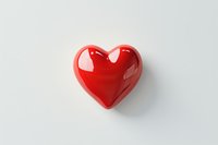 Glossy red heart shape on white background with soft shadow, minimalist romantic symbol for Valentine's Day, love concepts and greeting card designs.