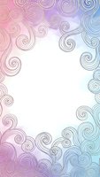 Watercolor gradient frame with decorative swirl patterns in pink and blue tones, copy space for text and design elements.