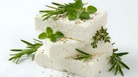 Fresh white cheese blocks with aromatic herbs rosemary and oregano on clean background perfect for culinary cooking and gourmet food photography.