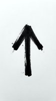 Upward pointing arrow symbol drawn with black charcoal brush strokes on white isolated background, suitable for web design, user interface, directional graphics, and digital applications.