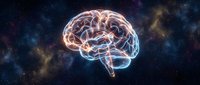 Glowing human brain with neural networks against cosmic space background for neuroscience and artificial intelligence concepts.