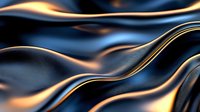 Smooth flowing waves in dark blue and gold create elegant abstract background with silky texture and luxurious metallic sheen, suitable for luxury branding designs.