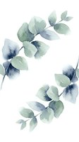 Watercolor eucalyptus branches with soft green and blue leaves on white background for botanical design and natural decoration projects.