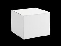 Blank white cube box isolated on transparent background, ready for packaging design, branding mockups, product presentations, t-shirt printing, and print-on-demand applications.