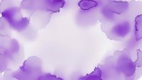 Purple watercolor frame with soft flowing paint blobs creating organic border on white paper background for artistic projects and creative designs.