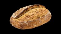 Artisan sourdough loaf with crusty golden-brown exterior, isolated on transparent background. Ready for bakery designs, food packaging, menus, t-shirts, stickers, and print-on-demand products.