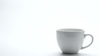 White ceramic coffee mug on clean background for morning beverage branding and kitchen product displays.