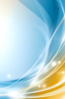 Flowing abstract waves in blue and golden yellow create dynamic motion with glowing light effects and smooth curved lines on gradient background.