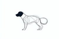 Minimalist line art of dog silhouette with geometric curves and flowing lines creating an elegant continuous single-line drawing style on white background.