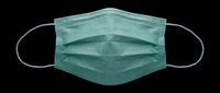 Teal disposable face mask isolated on transparent background, ready for medical, health, and safety design projects, stickers, clipart, and print on demand use.