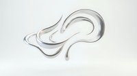 Abstract flowing liquid metal splash with smooth curves and reflective surface on white background for modern design projects.
