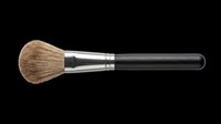 Makeup brush with natural bristles and black handle isolated on transparent background, ready for beauty product design, cosmetics packaging, tutorials, and print-on-demand applications.