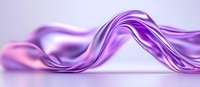 Elegant flowing purple silk fabric creates smooth waves and curves against light background, showcasing luxurious textile movement and soft illumination effects.