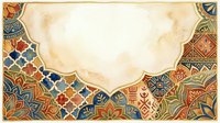 Ornate vintage border frame with intricate geometric and floral patterns in warm earth tones, featuring decorative Islamic-inspired designs. Isolated on aged cream background, ready for invitations, certificates, and design projects.