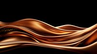 Luxurious flowing copper waves create smooth elegant curves against black background, metallic liquid motion effect for modern abstract design backgrounds.