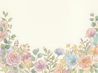 Soft watercolor floral border with pastel roses, wildflowers, and green leaves on a light background, perfect for cards and invitations.