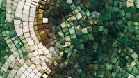 Mosaic tile pattern featuring concentric circles in emerald, cream, and bronze tones. Seamless design tiles into continuous background for wallpaper, flooring, and textile applications.