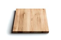 Square wooden cutting board made of natural oak on white background, isolated product photo for kitchen and dining accessories, cookware design element.