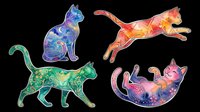 Colorful watercolor cats set isolated on transparent background, ready for stickers, t-shirt design, print on demand, sublimation, and clipart projects.