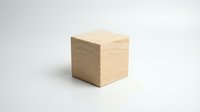 Solid wooden cube in natural light wood finish, isolated on white background, ready for branding, packaging design, or educational materials.