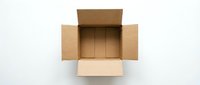 Open empty cardboard shipping box with flaps extended on white background, isolated for packaging and delivery design concepts.