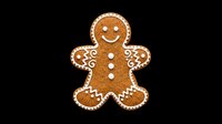 Cheerful gingerbread man with white icing details, isolated on transparent background. Ready for holiday designs, t-shirts, clipart, stickers, and print-on-demand projects.