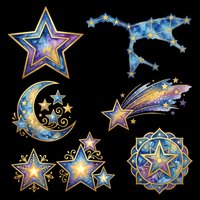 Celestial star collection with crescent moon and constellation designs, isolated on transparent background. Ready for t-shirt designs, stickers, clipart, sublimation, print-on-demand products, and digital crafts.