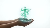 Green dollar sign smoke rising from cupped hands symbolizing financial growth, money management, and economic success for business concepts.
