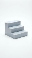White geometric steps platform isolated on neutral background for product display and presentation design.