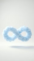 Blue cloud infinity symbol floating on neutral background representing endless possibilities and eternal concepts for business presentations.