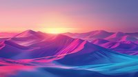Vibrant desert landscape at sunset with rolling sand dunes in surreal pink, purple and turquoise colors creating dreamlike atmosphere. Suitable for fantasy backgrounds.