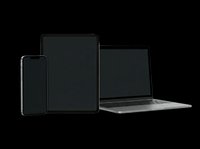 Smartphone, tablet, and laptop computer isolated on transparent background, ready for digital device mockups, tech presentations, e-commerce displays, and marketing materials for electronics retailers.