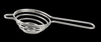 Stainless steel mesh strainer with long handle, isolated on transparent background. Ready for kitchen design, clipart, print-on-demand products, and sublimation projects.
