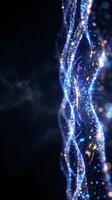 Abstract digital wave with glowing particles and bokeh lights on dark background for technology presentations and futuristic design projects.