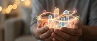 Hands holding glowing digital city hologram with buildings and connectivity lines, representing smart urban technology and innovation for business solutions.