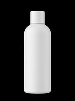Blank white cosmetic bottle with cap isolated on transparent background, ready for product mockups, packaging design, t-shirt graphics, sublimation, and print-on-demand applications.