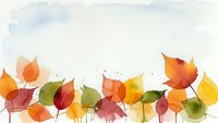 Watercolor autumn leaves border with vibrant fall foliage in orange, red, yellow and green colors on white background for seasonal design projects.