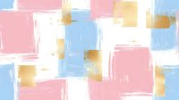 Pastel pink, blue, and gold brush strokes with white background create an abstract modern art pattern. Seamless tile design for wallpaper, fabric, and home decor applications.